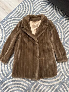 Vintage 60s 70s Tissavel Faux Mink Fur Coat Made in USA Vegan Fur